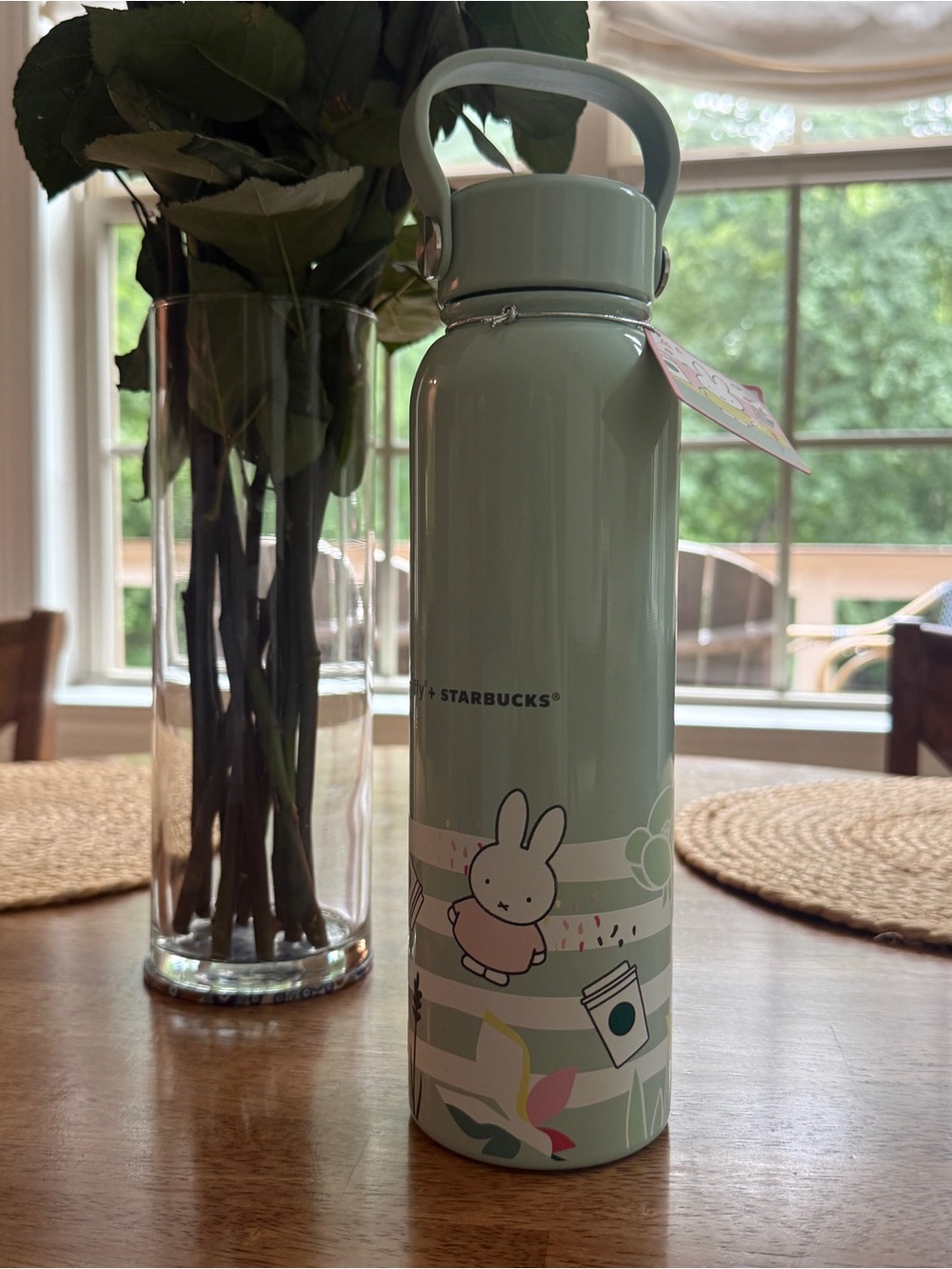 Miffy X Starbucks Green Stainless Water Bottle | Color: Green/White